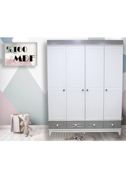 Mdf Stella 4 Kapılı Bebek&çocuk Odası Gardırop