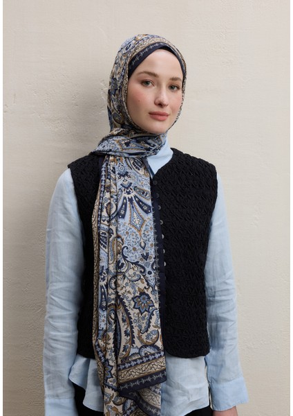 Elegant Desen Şal Mavi
