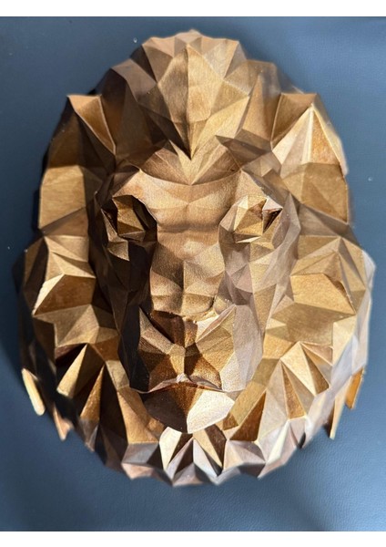 Mikkardesign Oksit Gold Polyester Modern Kübik Aslan Duvar Dekor
