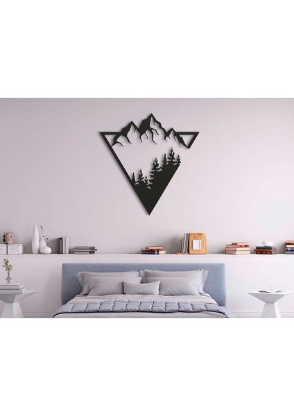 Dag ve Orman Silüet Mountain 3D Duvar Dekoru - Şık ve Minimalist Tasarım (19 cm )