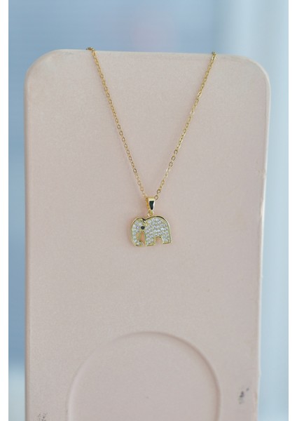 Fil Figürlü Çelik Kolye Gold Renk Paslanmaz Kararmaz modelleri