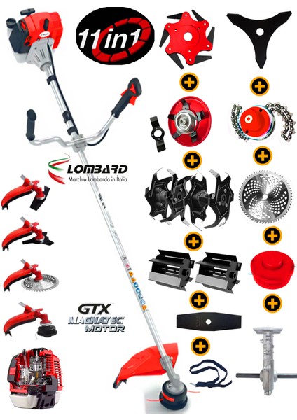 Italia Pro 860 11 In 1 Ful Set Yan Tipi Benzinli Tırpan + Toprak Eşeleme + Akrobat Çapa Roket Başlık fiyatları