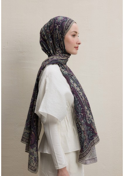 Zaıra Desen Şal Lavanta modelleri