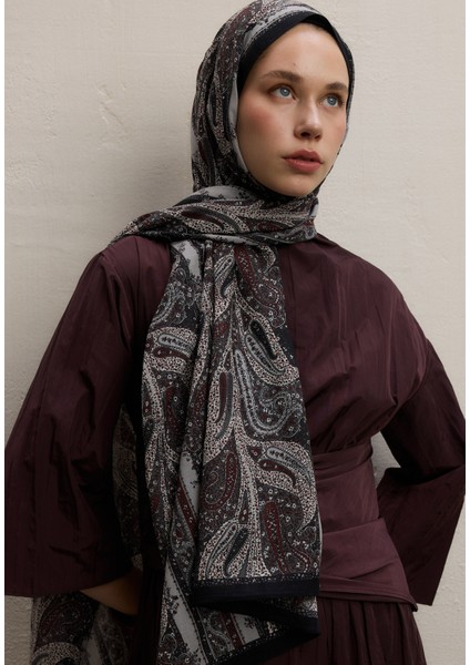 Paısley Elegance Desen Şal Siyah modelleri
