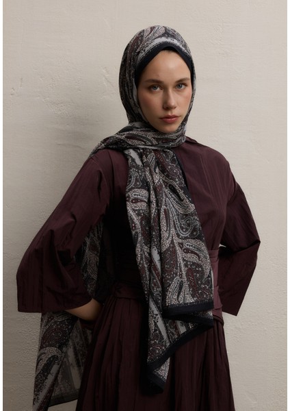 Paısley Elegance Desen Şal Siyah fırsatları