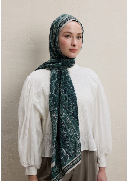 Zaıra Desen Şal Koyu Yeşil
