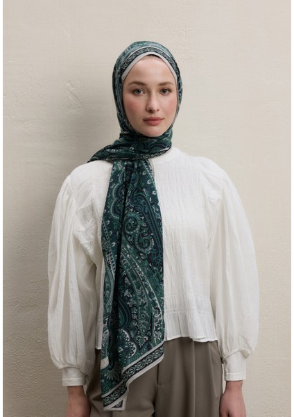 Zaıra Desen Şal Koyu Yeşil modelleri