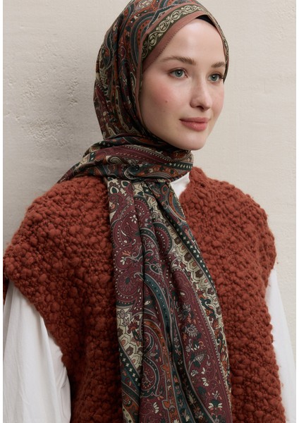 Zaıra Desen Şal Bordo fiyatları