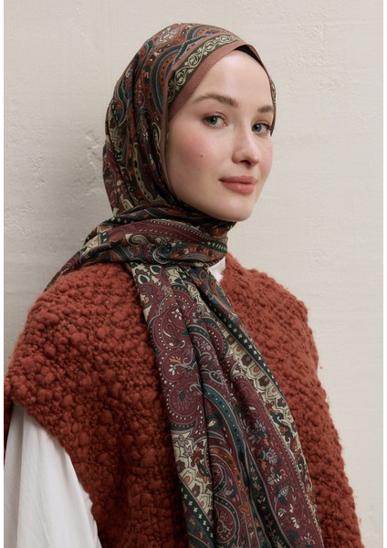 Zaıra Desen Şal Bordo modelleri