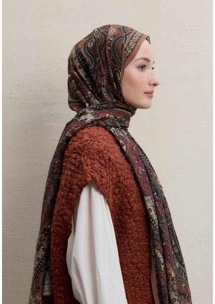 Zaıra Desen Şal Bordo fırsatları