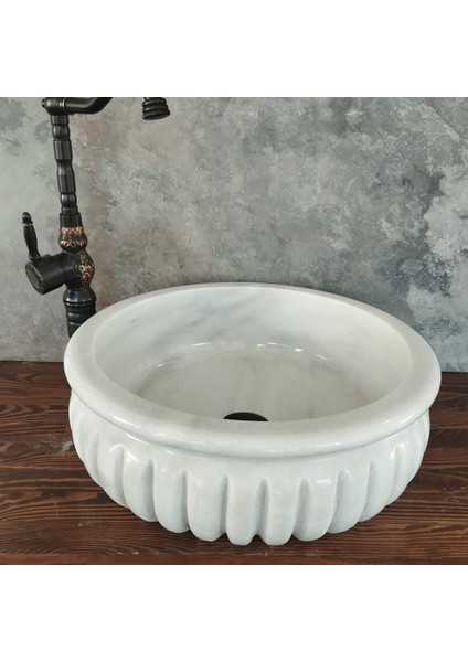 Beyaz Mermer Kavun Dilimli Lüx Lavabo fiyatları