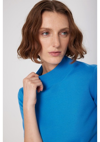 Mavi Yarım Balıkçı Yaka Kadın Kazak fiyatları