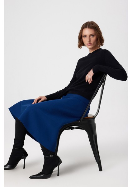 Siyah Bisiklet Yaka Basic Kadın Kazak modelleri