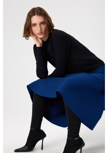 Siyah Bisiklet Yaka Basic Kadın Kazak fırsatları