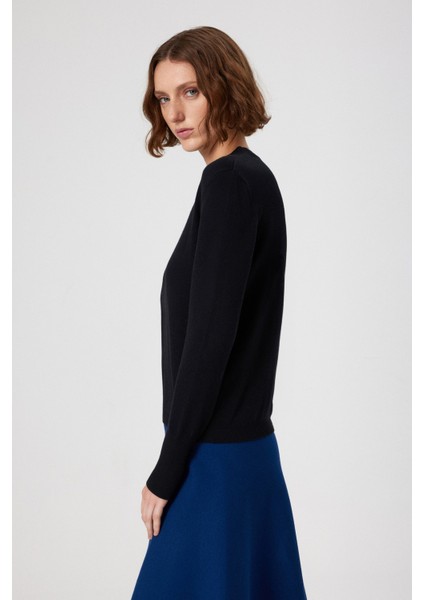 Siyah Bisiklet Yaka Basic Kadın Kazak indirimleri