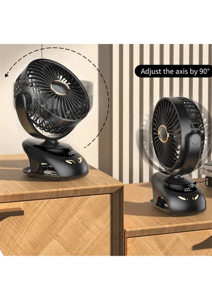 Aromaterapi Kullanımı ile Mini Üzerinde 3000 Mah N33 USB Klip Fan Dijital Ekran Taşınabilir Yatak Odası Arabası Fanı, A (Yurt Dışından)