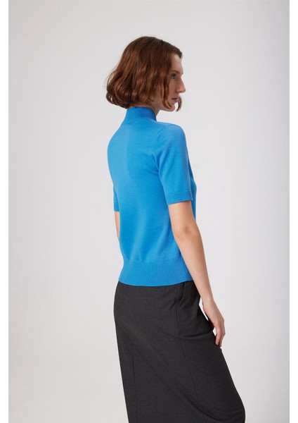 Mavi Yarım Balıkçı Yaka Kadın Kazak fırsatları