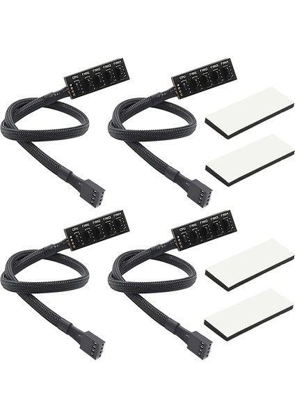 4pcs Pwm Fan Hub, Pc Cpu Soğutma 4 Pın/3pın Güç Kablosu Hub Splitter Adaptörü Kollu Kılıf (Yurt Dışından)