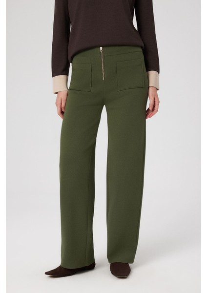 Yeşil Cep Detaylı Fermuarlı Kadın Pantolon modelleri