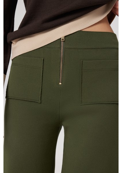 Yeşil Cep Detaylı Fermuarlı Kadın Pantolon fırsatları