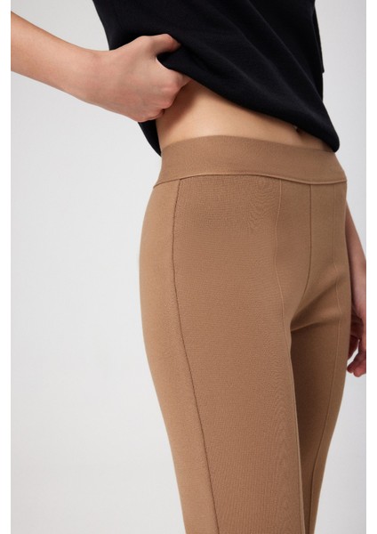 Karamel Nervürlü Yüksek Bel Kadın Pantolon indirimleri
