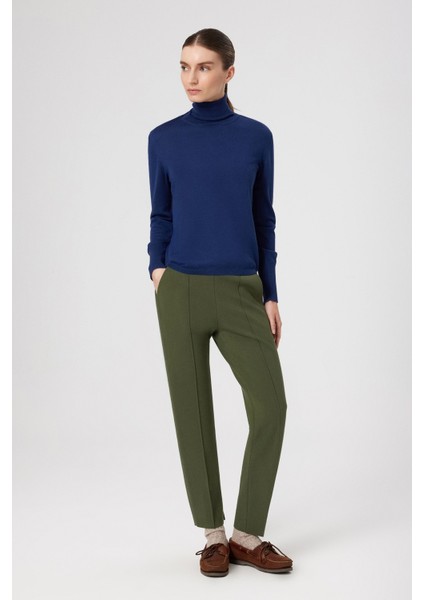 Lacivert Balıkçı Yaka Uzun Kollu Kadın Kazak