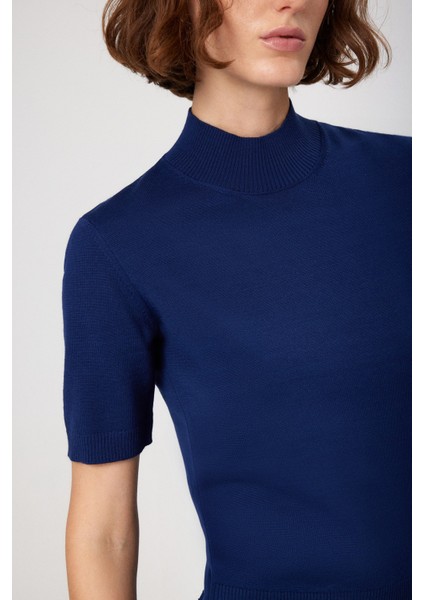 Lacivert Yarım Balıkçı Yaka Kadın Kazak fiyatları