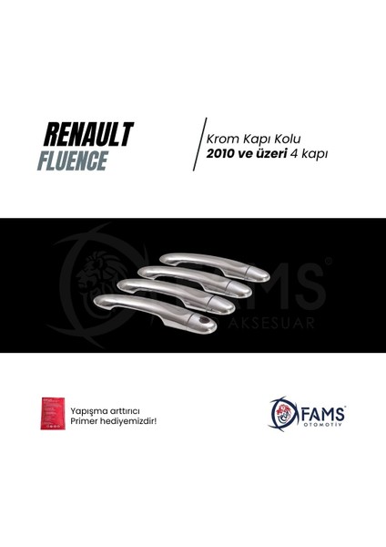 Renault Fluence Krom Kapı Kolu 4 Kapı 2010> Paslanmaz Çelik