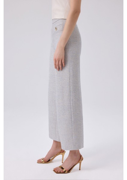 Açık Mavi Gold Düğme Detaylı Tüvit Pantolon modelleri