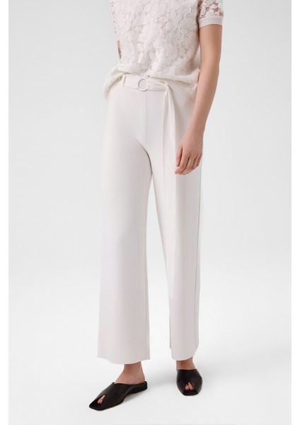 Ekru Kemer Detaylı Bol Paça Kadın Pantolon fiyatları