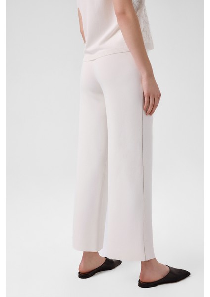 Ekru Kemer Detaylı Bol Paça Kadın Pantolon indirimleri