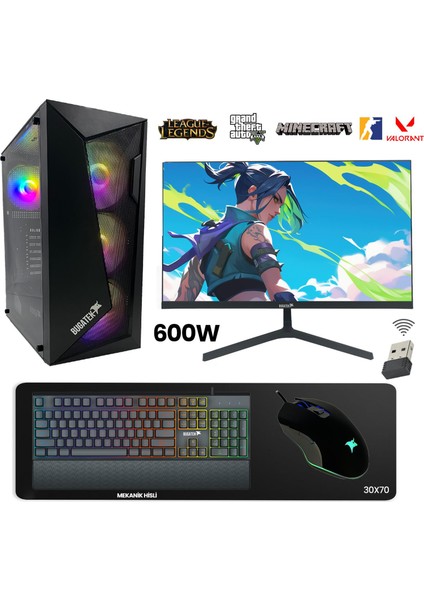 GM65-2312 Intel I5 6500 16GB Ram 512GB SSD RX550 4gb 128BIT Ekran Kartı 23.8” Oyuncu Masaüstü Bilgisayar