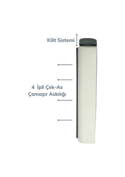 Pratik Çamaşır Kurutma Portatif Yeni Nesil Çek As Kolay Askılık 4 Ipli Çamaşır Askılığı ( Lisinya )