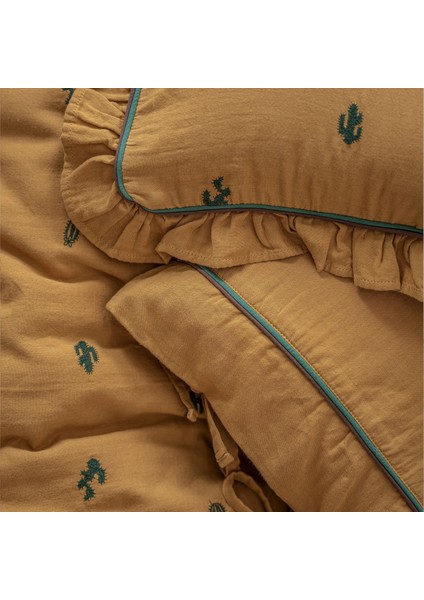 Larina Bebek Nevresim Takımı %100 Organik Pamuk Müslin Nakışlı Hardal 100X150 cm modelleri