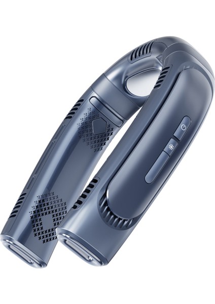 Taşınabilir Klima Boyun Fanı Yarı Iletken Soğutma Bıçaksız, Şarj Edilebilir Asılı Kişisel Mavi (Yurt Dışından)