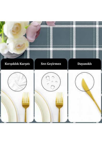 Canvas Tual Koyu Indigo Sıvı Geçirmez Leke Tutmaz Masa Örtüsü fırsatları