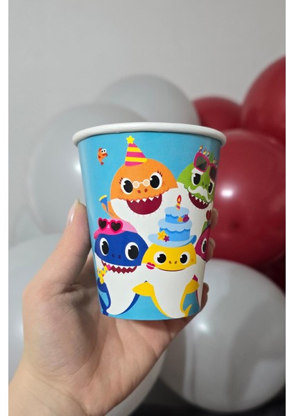 Baby Shark Tema Karton Bardak 8li