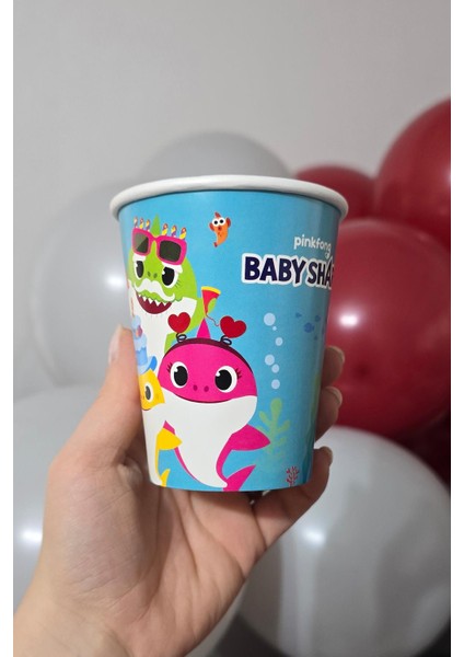 Baby Shark Tema Karton Bardak 8li modelleri