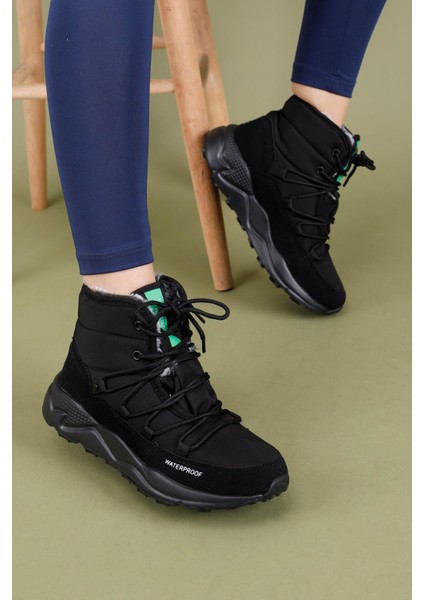 Ceri Kadın Paraşüt Kumaş Siyah Bot BNI-11156
