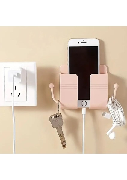 Duvar Tipi Yapışkanlı Kablo Tutuculu Telefon,kumanda Tutucu Plastik Aparat