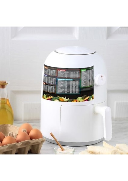 Air Fryer Yiyecek Pişirme Süreleri ve Kaloriler Magneti, Air Fryer Aksesuar (A5 Boyutunda)