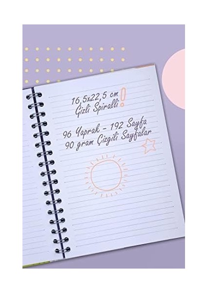 Journals 16,5X22,5 cm Gizli Spiralli Çizgili Defter Tarihsiz Not Defteri (Candy Polka) modelleri