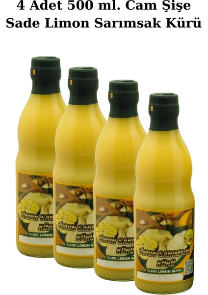 Limon Sarımsak Kürü %100 El Yapımı Cam Şişe 500 ml x 4