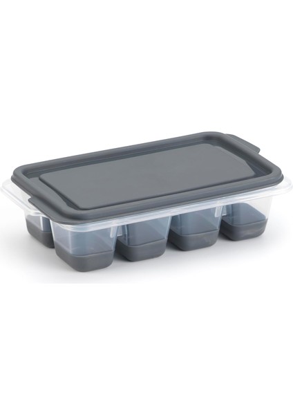 Bpa İçermeyen Mini Kapaklı Silikon Buzluk - Kolay Çıkarım, Güvenli İstifleme, Kompakt Tasarım, Kırılmaz, Gıdayla Uyumlu, Üst Üste Dizilebilir Pratik Buz Haznesi (Antrasit)