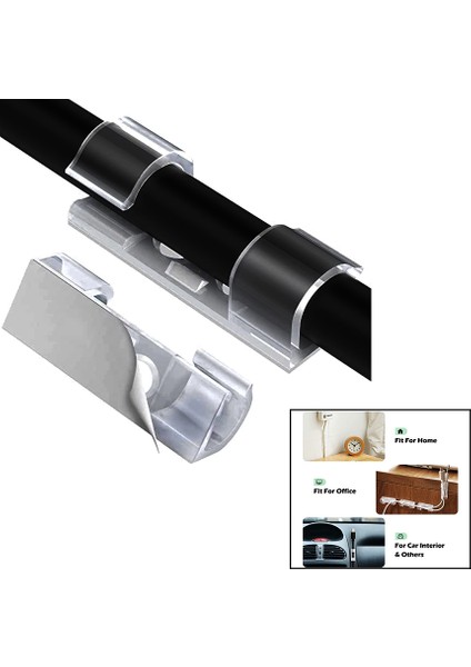 20 Parça Kablo Klipsi Yapışkanlı