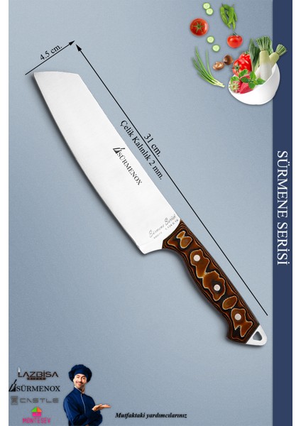 Sürmene Serisi Santoku Mutfak Şef Bıçak Et Ekmek Sebze Salata Şef Bıçağı Kahverengi ( MFT-003 ) fiyatları
