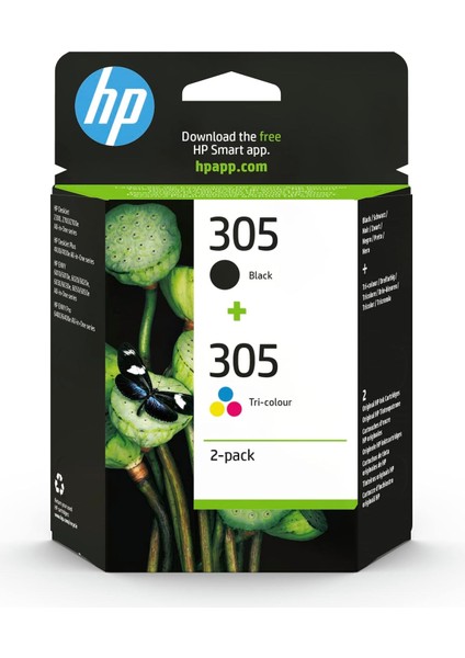 305 2 Pack Ikili Siyah/üç Renkli Orijinal Mürekkep Kartuş (6ZD17AE)