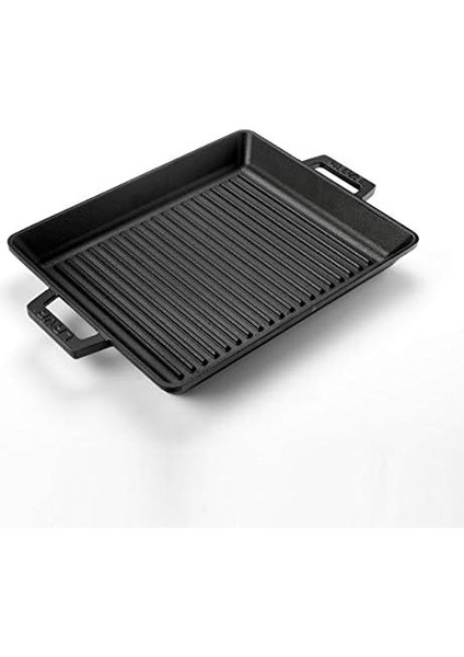 Metal Kulplu Döküm Izgara Tava, 26X32 Cm, Siyah