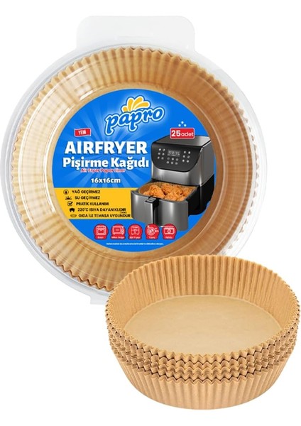 Airfryer Pişirme Kağıdı,fritöz Yağlı Kağıdı Tek Kullanımlık Fırın,fritöz Pişirme Kağıdı 25'li 16CM