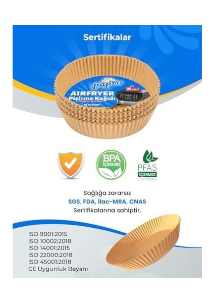 Airfryer Pişirme Kağıdı,fritöz Yağlı Kağıdı Tek Kullanımlık Fırın,fritöz Pişirme Kağıdı 25'li 16CM